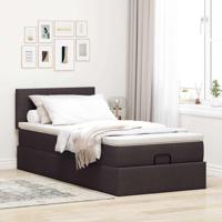 Ottoman bed met matras en LED's 100x200 cm stof donkerbruin - thumbnail