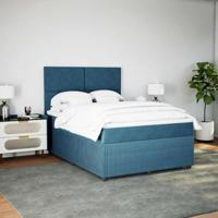 Boxspring met matras fluweel blauw 140x200 cm - thumbnail