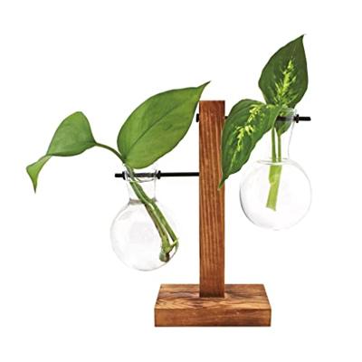 Houten stekjesvaas - 2 glaasjes