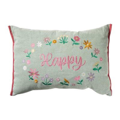 Kussen bloem happy easter - multikleur - 35x50 cm