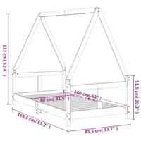 Kinderbedframe 80x160 cm massief grenenhout wit - thumbnail