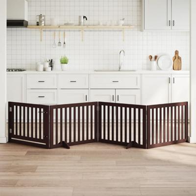 Hondenhek inklapbaar 4 panelen 320 cm populierenhout bruin