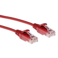 ACT DC9552 LSZH U/UTP CAT6 Datacenter Slimline Patchkabel Snagless | RJ45 Connectoren | Rood | 25 cm - thumbnail