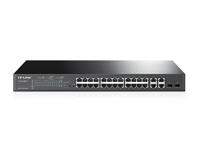 TP-Link T1500-28PCT 24 Port (Gigabit Smart PoE Switch, 4 Combo i7-slots, netwerkhub) 24-poorts Smart PoE + switch 4 Gigabit-Ethernet-Ports zwart - thumbnail