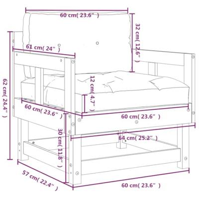 Tuinstoelen met kussens 2 st massief grenenhout wit