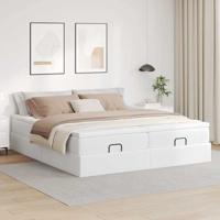 Ottoman bed met matrassen 160x200cm kunstleer wit - thumbnail