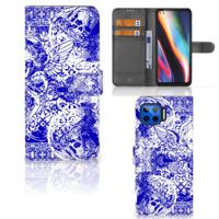 Telefoonhoesje met Naam Motorola Moto G 5G Plus Angel Skull Blauw - thumbnail