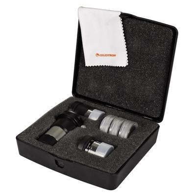 Celestron 94307 AstroMaster 8-delig oculair- en filterpakket - inclusief twee oculairs van 1,25', 2x Barlow-lens, drie filters, reinigingsdoek en harde draaghoes, Zwart