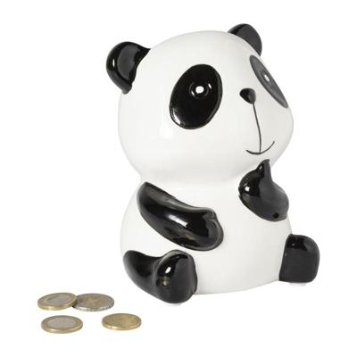 Spaarpot panda - zwart/wit - ø11x14 cm