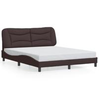 Bedframe met LED zonder matras 160x200 cm stof donkerbruin - thumbnail