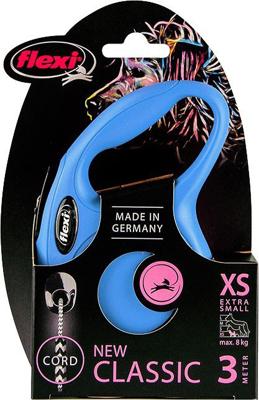 Flexi New Classic M Cord rollijn 8 meter Blauw
