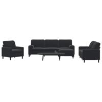 4-delige Loungeset met kussens en bolsters fluweel zwart - thumbnail