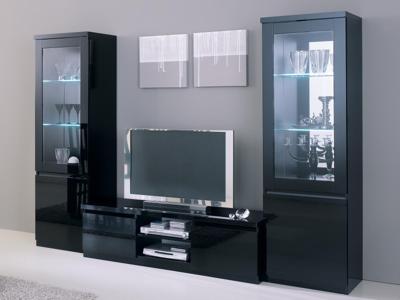 Tv-meubel set ROMEO hoogglans zwart met verlichting Tv-meubel set ROMEO hoogglans zwart met verlichting
