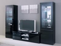 Tv-meubel set ROMEO hoogglans zwart met verlichting - thumbnail