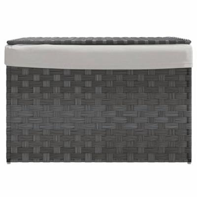 VidaXL Wasmand met deksel 55,5x35x34 cm poly rattan grijs