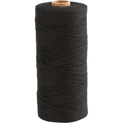 Creativ Company Macramé koord, l: 315 m, dikte 1 mm, dunne kwaliteit 12/12, zwart, 220 gr/ 1 bol