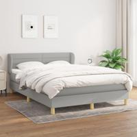 Boxspring met matras stof lichtgrijs 140x190 cm - thumbnail