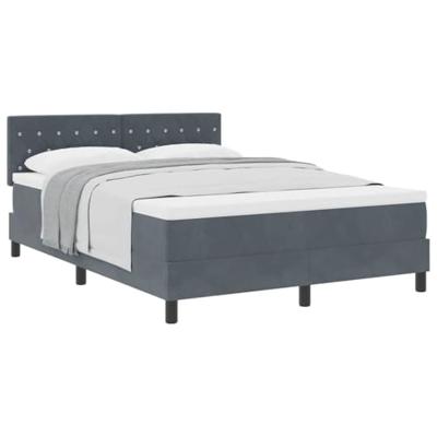 Boxspringbed met matras fluweel donkergrijs 140x200 cm
