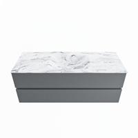MONDIAZ VICA-DLUX 130cm badmeubel onderkast Plata 2 lades. Inbouw wastafel CLOUD midden zonder kraangat, kleur Glace. - thumbnail