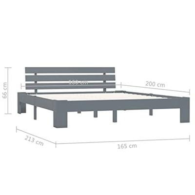VidaXL Bedframe met hoofdbord massief grenenhout grijs 160x200 cm VidaXL Bedframe met hoofdbord massief grenenhout grijs 160x200 cm