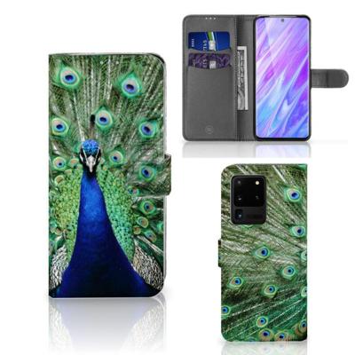 Samsung Galaxy S20 Ultra | Telefoonhoesje | Met pasjeshouder | Pauw