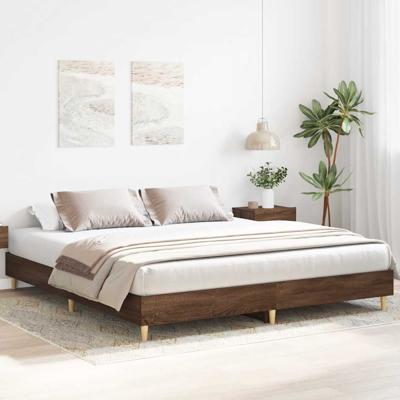 Bedframe zonder matras 200x200 cm spaanplaat bruin eikenkleurig
