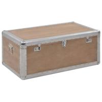 Opbergkist 91x52x40 cm massief vurenhout bruin - thumbnail