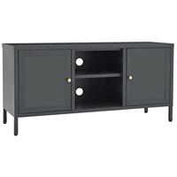 Tv-meubel 105x35x52 cm staal en glas antracietkleurig - thumbnail
