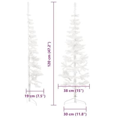 VidaXL Kunstkerstboom half met standaard smal 120 cm wit