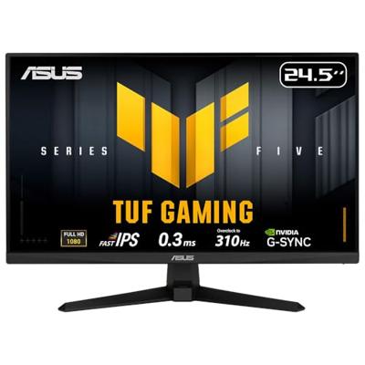 ASUS TUF Gaming Serie 5 VG259QMR5A, 24,5 inch FHD Fast IPS Gaming Monitor (1920 x 1080), 310Hz, 0,3ms (GTG) reactietijd, compatibel met G-SYNC en AMD FreeSync Premium, ELMB SYNC, 99% sRGB, zwart
