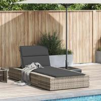 Ligbed met zwevend kussen poly rattan lichtgrijs - thumbnail