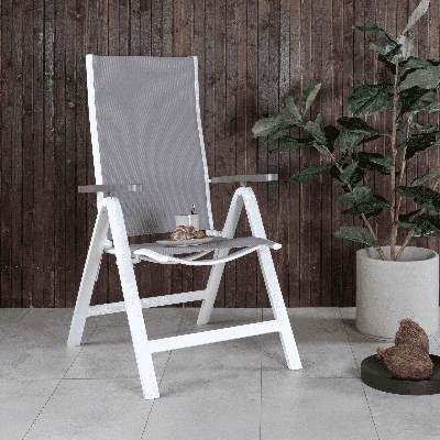 Nohr Verstelbare Tuinstoel 'Candise' kleur Wit/Grijs
