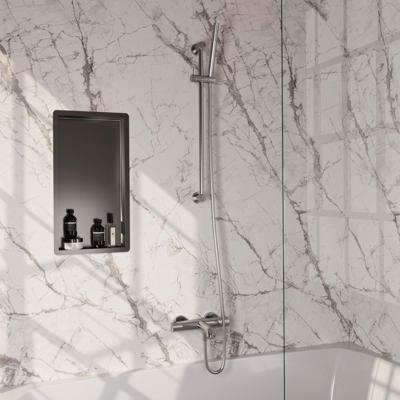 Opbouwset Bad- en Douchekraan Brauer Brushed Carving Thermostatisch Met Glijstang Geborsteld RVS Brauer