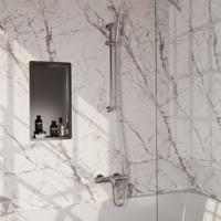 Opbouwset Bad- en Douchekraan Brauer Brushed Carving Thermostatisch Met Glijstang Geborsteld RVS Brauer - thumbnail