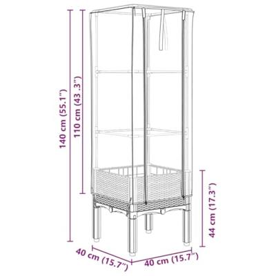 VidaXL Plantenbak verhoogd met kashoes 40x40x140 cm rattanlook