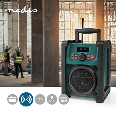 Nedis RDDB3100GN Bouwradio DAB+ FM 15W Bluetooth Wekker IP65 Groen/Zwart