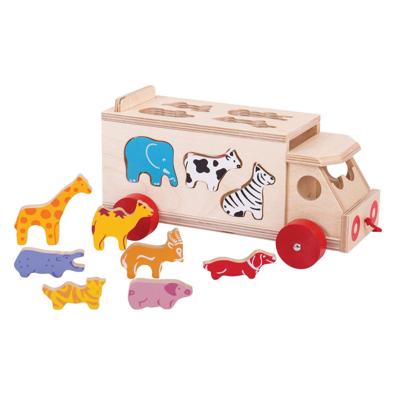 Bigjigs houten vormendoos vrachtwagen, 11dlg.