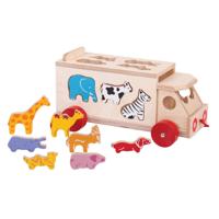 Bigjigs houten vormendoos vrachtwagen, 11dlg. - thumbnail