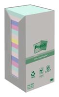 Post-it recycled notes Nature, 100 vel, ft 76 x 76 mm, pak van 16 blokken, geassorteerde kleuren - thumbnail