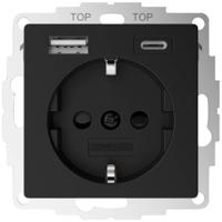 2USB 2U-449641 Inbouwdoos Met USB-laaduitgang Zwart (mat) - thumbnail