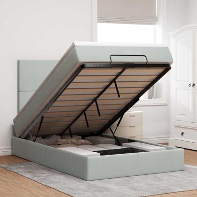 Ottoman bed met matrassen 90x190cm fluweel lichtgrijs