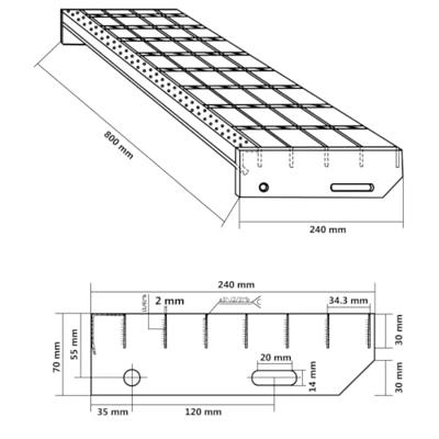 VidaXL Traptrede rooster 80x24x7 cm gegalvaniseerd staal - thumbnail