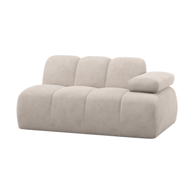 Woood Mojo 1,5-zits bank arm rechts ribstof Ecru