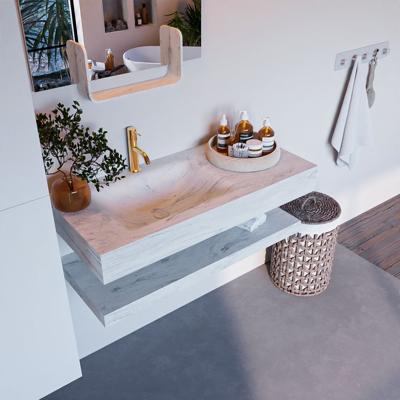 MONDIAZ ALAN-DLUX 100cm planchet Opalo. Vrijhangende wastafel CLOUD links 1 kraangat, kleur Opalo. MONDIAZ ALAN-DLUX 100cm planchet Opalo. Vrijhangende wastafel CLOUD links 1 kraangat, kleur Opalo.