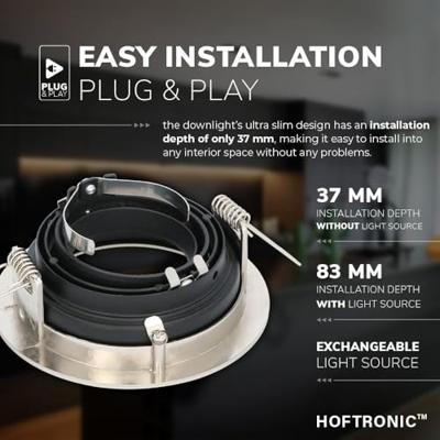 Set van 3 Mesa LED inbouwspots - GU10 4 Watt 345 Lumen - 6500K Daglicht wit - Dimbaar - verzonken - Rond - Kantelbaar - IP20 Voor binnen - RVS Set van 3 Mesa LED inbouwspots - GU10 4 Watt 345 Lumen - 6500K Daglicht wit - Dimbaar - verzonken - Rond - Kantelbaar - IP20 Voor binnen - RVS