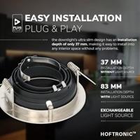 Set van 3 Mesa LED inbouwspots - GU10 4 Watt 345 Lumen - 6500K Daglicht wit - Dimbaar - verzonken - Rond - Kantelbaar - IP20 Voor binnen - RVS - thumbnail