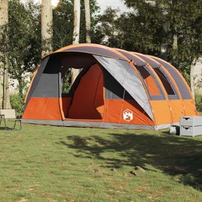 VidaXL Tunneltent 5-persoons waterdicht grijs en oranje VidaXL Tunneltent 5-persoons waterdicht grijs en oranje