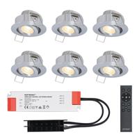 Complete Set van 6 Sienna Mini Inbouwspots 12V - 3W spots - 2700K warm wit - IP44 waterdicht - kantelbaar - Dimbaar - Verandaspots - Lage inbouwdiepte - thumbnail