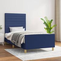 Bedframe zonder matras 90x190 cm stof blauw - thumbnail