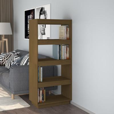 Boekenkast/kamerscherm massief grenenhout honingbruin